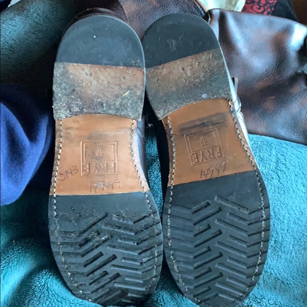 Frye slouchy brown distressed leather pullon boots - Picture 7 of 14